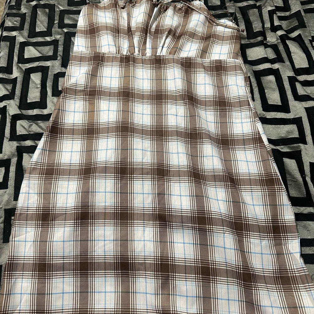 Almost Famous Brown Plaid Dress